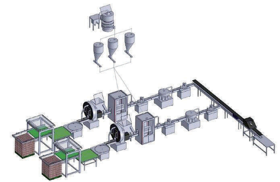 เครื่องบรรจุผงแบบเส้นตรงอัตโนมัติ Auger Filling Capping Machine