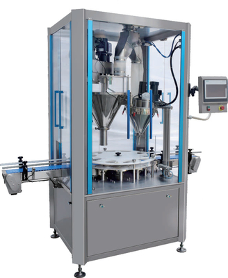 เครื่องบรรจุผงแบบเส้นตรงอัตโนมัติ Auger Filling Capping Machine